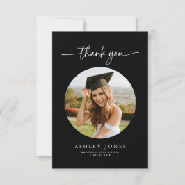 Tarjeta De Agradecimiento Modern Black Photo Graduation Thank You Card