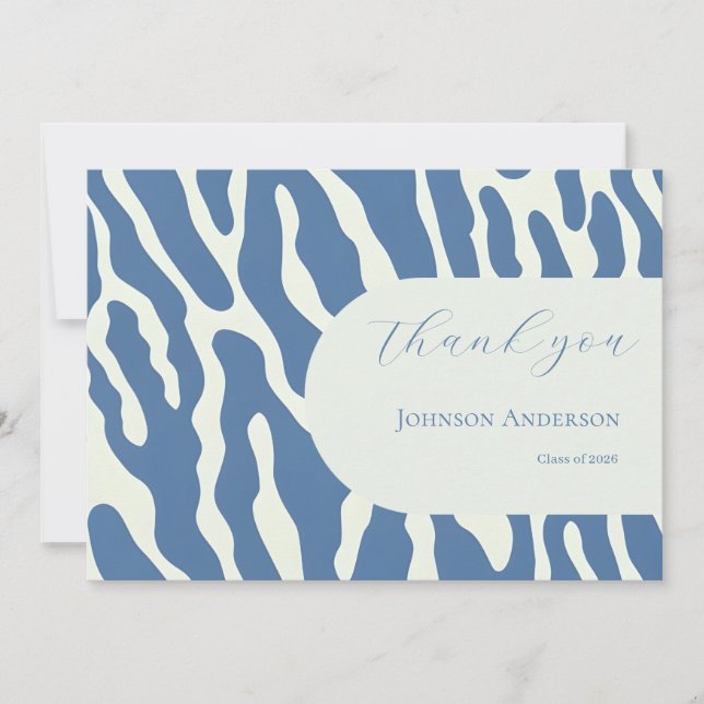 Tarjeta De Agradecimiento Modern blue and cream abstract Pattern graduation (Anverso)
