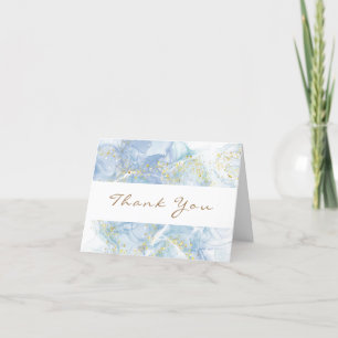 Tarjeta De Agradecimiento Modern Blue Gold Agate Boy Baby Shower