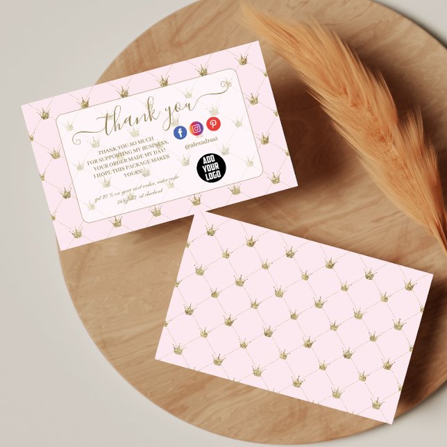 Tarjeta De Agradecimiento Modern Blush Crown Design (Subido por el creador)