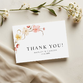 Tarjeta De Agradecimiento Modern Blush Floral Minimalist Garden Wedding