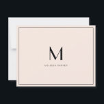 Tarjeta De Agradecimiento Modern Blush Minimalist monogram flat<br><div class="desc">Simple and Modern very pale blush and black monogrammed thank you card.</div>