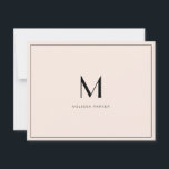 Tarjeta De Agradecimiento Modern Blush Minimalist monogram flat<br><div class="desc">Simple and Modern very pale blush and black monogrammed thank you card.</div>