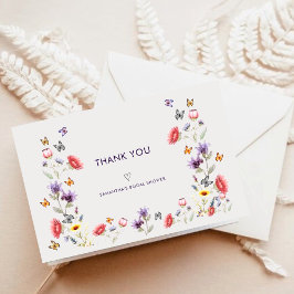 Tarjeta De Agradecimiento Modern Boho Wildflower Bridal Shower