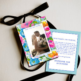 Tarjeta De Agradecimiento Modern Bold Bright Colorful Floral Photo Wedding