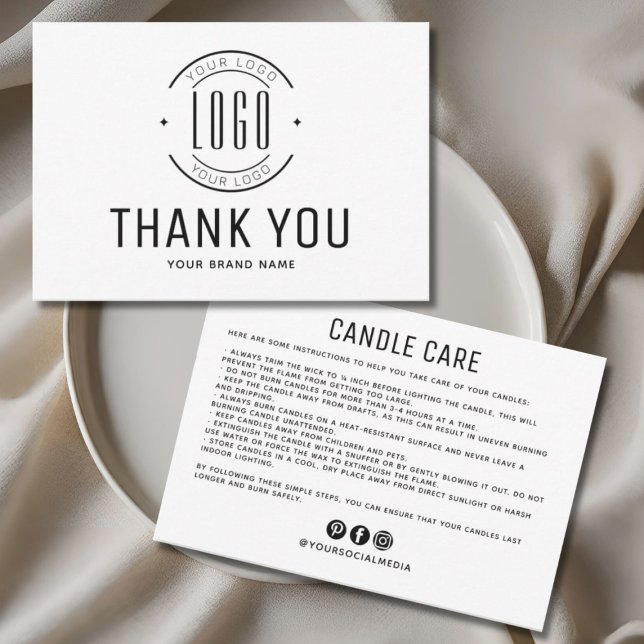 Tarjeta De Agradecimiento Modern candle care business logo thank you card (Subido por el creador)
