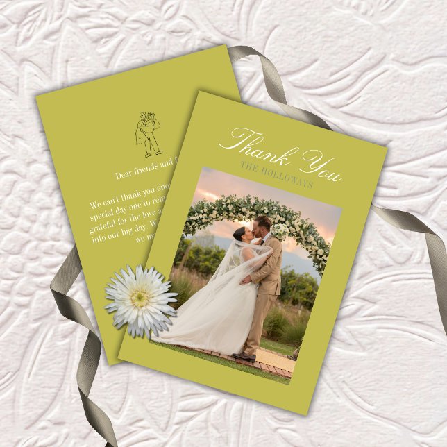 Tarjeta De Agradecimiento Modern Chartreuse Script Wedding Thank You Card (Modern Chartreuse Script Wedding Thank You Card)