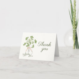 Tarjeta De Agradecimiento Modern Chic Lucky Shamrock with Bow baby shower