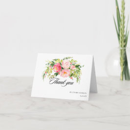 Tarjeta De Agradecimiento Modern Chic Pink Watercolor Floral Elegant Wedding