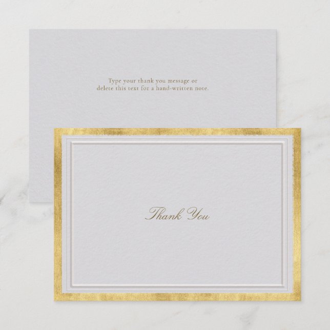 Tarjeta De Agradecimiento Modern Classic Elevated Gold Ivory Formal Wedding (Anverso / Reverso)