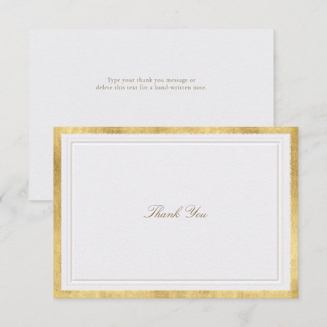 Tarjeta De Agradecimiento Modern Classic Elevated Gold Pearl Formal Wedding (Anverso / Reverso)