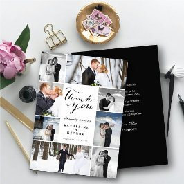 Tarjeta De Agradecimiento Modern Classy Script 8 Multi Photo Stylish Wedding