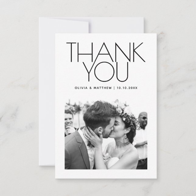 Tarjeta De Agradecimiento Modern Clean Wedding | Minimalist Elegant Photo (Anverso)