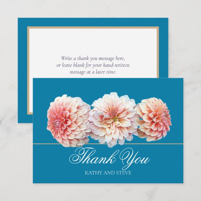 Tarjeta De Agradecimiento Modern Coral Pink Dahlia Bridal Shower Thank You (Anverso / Reverso)