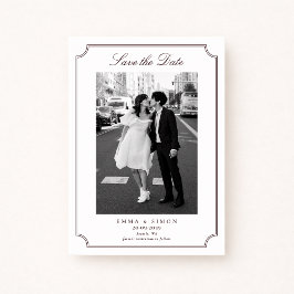 Tarjeta De Agradecimiento Modern Double Frame Burgundy Photo Save the Date 