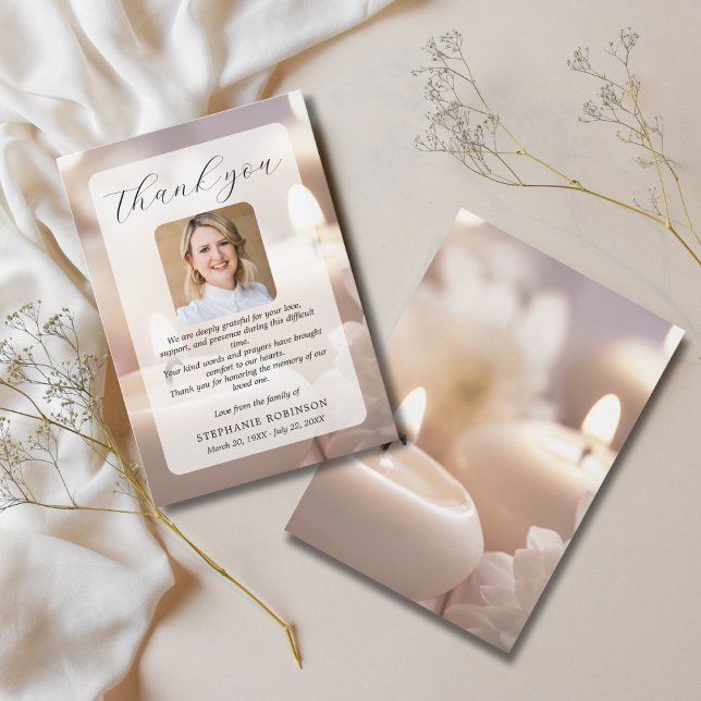 Tarjeta De Agradecimiento Modern Elegant Funeral Sympathy Memorial Photo (Subido por el creador)