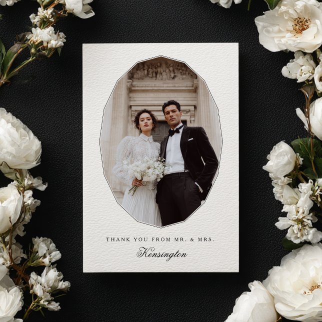 Tarjeta De Agradecimiento Modern Elegant Geometric Photo Wedding (Subido por el creador)