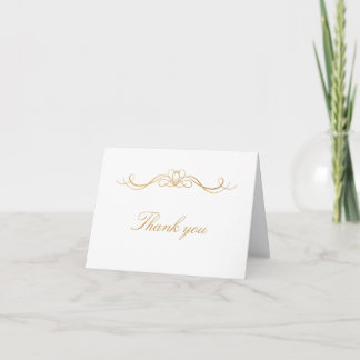 Tarjeta De Agradecimiento Modern Elegant Monogram Gold Swirl Blank Wedding