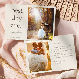 Tarjeta De Agradecimiento Modern Elegant Photo Best Day Ever Wedding