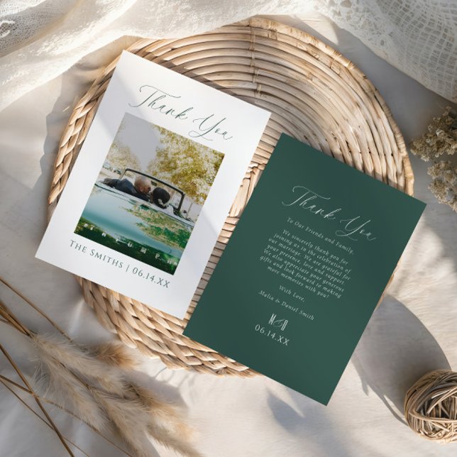 Tarjeta De Agradecimiento Modern Elegant Photo Monogram Wedding (Subido por el creador)