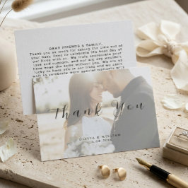 Tarjeta De Agradecimiento Modern Elegant Photo Wedding