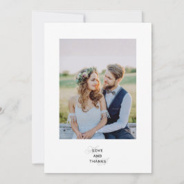 Tarjeta De Agradecimiento Modern Elegant Script Monogram Wedding Photo 