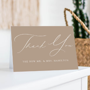 Tarjeta De Agradecimiento Modern Elegant Taupe Wedding