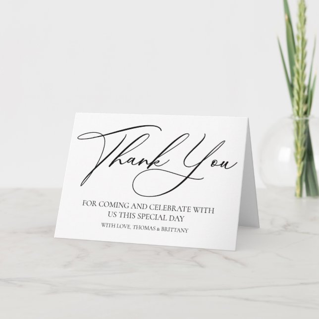 Tarjeta De Agradecimiento Modern elegant Thank you card black and white (Anverso)
