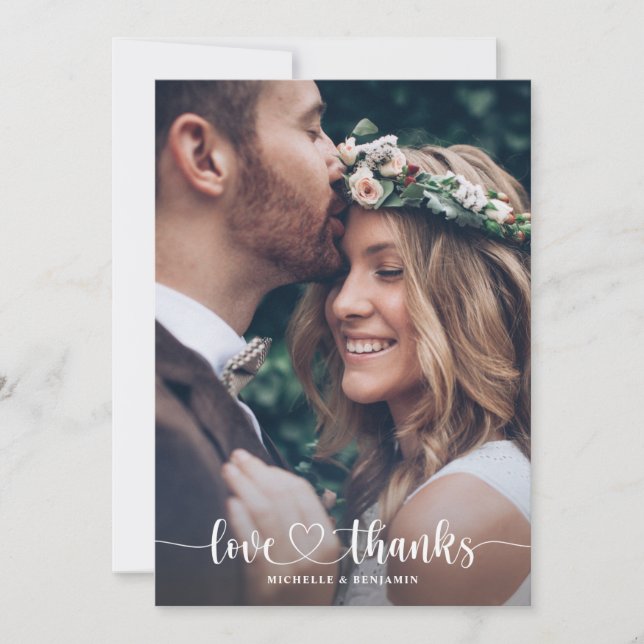 Tarjeta De Agradecimiento Modern Elegant Wedding Thank You Photo Card (Anverso)