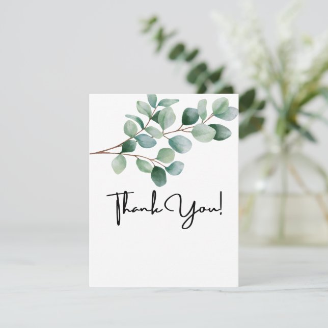 Tarjeta De Agradecimiento Modern Eucalyptus Greenery Wedding (Anverso de pie)