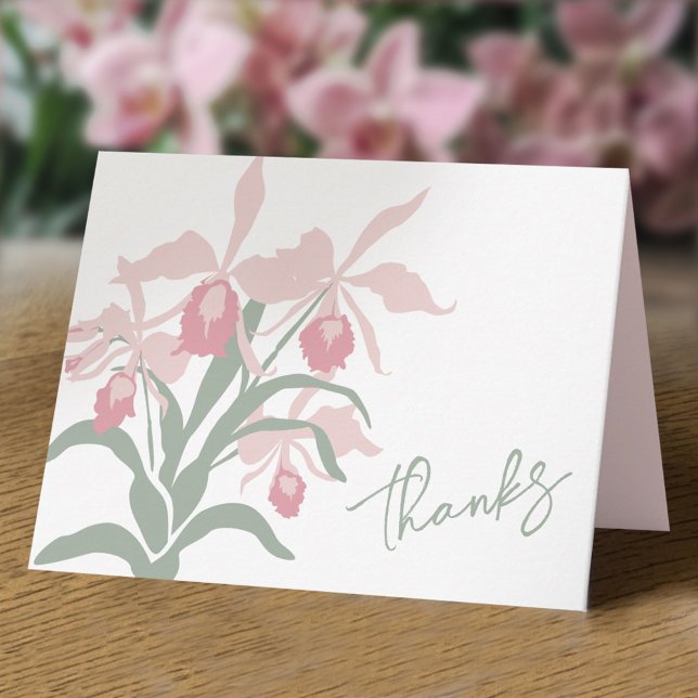 Tarjeta De Agradecimiento Modern floral Cattleya orchid dusty pink wedding (Subido por el creador)