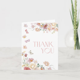Tarjeta De Agradecimiento Modern Floral Pink Bridal Shower Thank You Card
