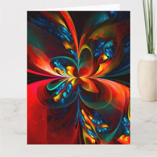 Tarjeta De Agradecimiento Modern Floral Resumen Art Naranja Patrón Azul #14