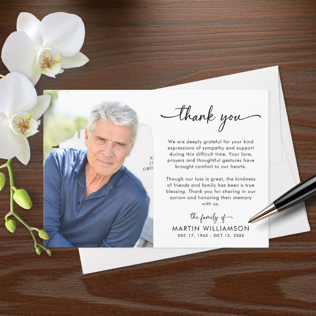 Tarjeta De Agradecimiento Modern Funeral Photo Thank You Sympathy (Subido por el creador)