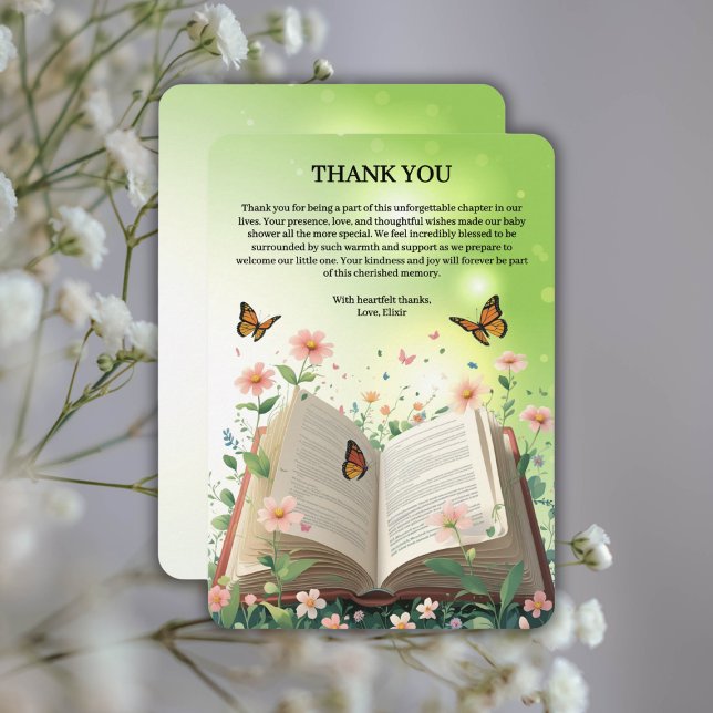 Tarjeta De Agradecimiento Modern Garden Storybook Floral Baby Shower (Subido por el creador)