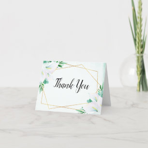 Tarjeta De Agradecimiento Modern Geometric White Calla Lily Floral Wedding