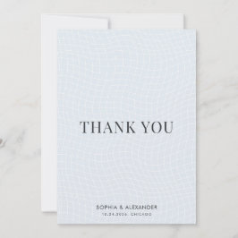 Tarjeta De Agradecimiento Modern Glacial Blue & Charcoal Warped Grid