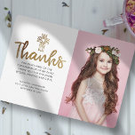 Tarjeta De Agradecimiento Modern Gold Cross Photo Confirmation Gracias<br><div class="desc">Añadir fotos y tu mensaje de agradecimiento a tu personalizado Disponible aquí: http://www.zazzle.com/store/selectpartysupplies</div>