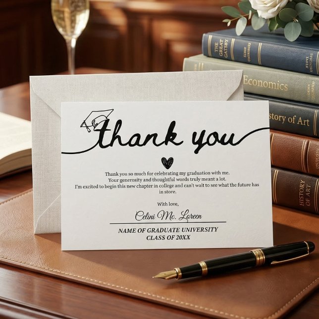 Tarjeta De Agradecimiento Modern Graduation Cap and Tassel Personalized  (Modern Graduation Cap and Tassel Personalized Thank You Card)