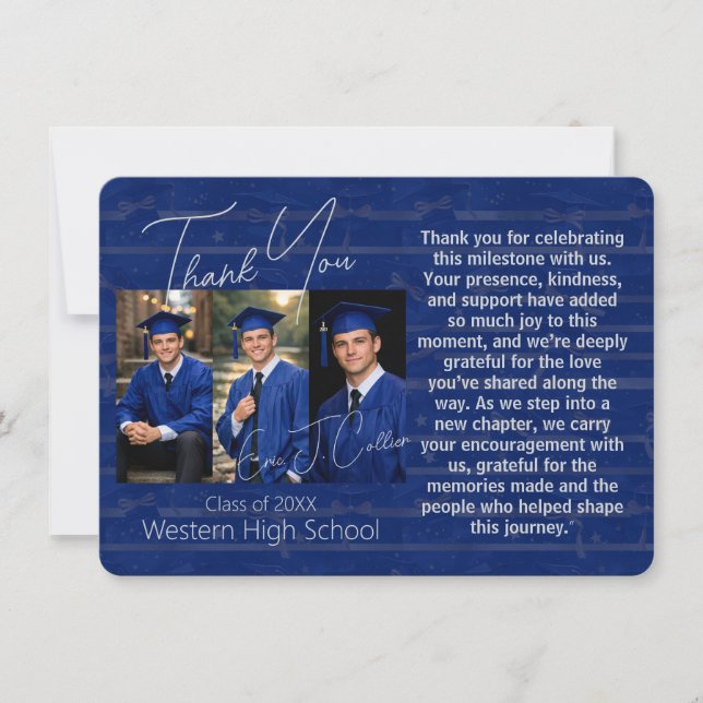 Tarjeta De Agradecimiento Modern Graduation Party Photo Display (Anverso)