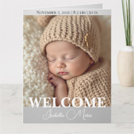 Tarjeta De Agradecimiento  Modern Grey and White Photo Birth Announcement
