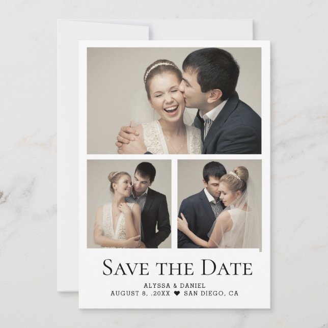 Tarjeta De Agradecimiento Modern Heart  Photo Collage grid wedding (Anverso)