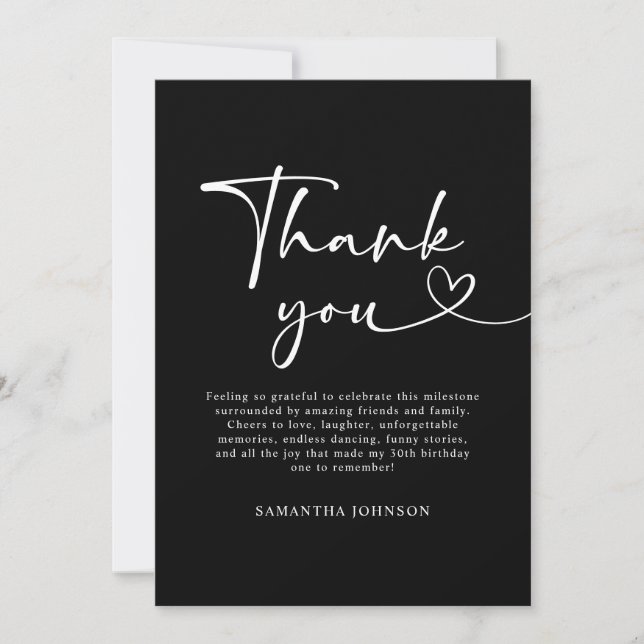 Tarjeta De Agradecimiento Modern Hello 30th Birthday  (Anverso)