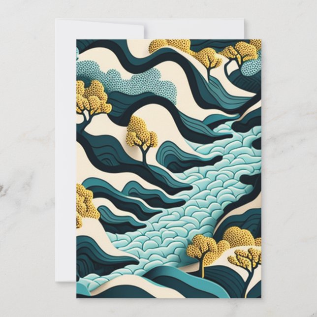 Tarjeta De Agradecimiento Modern Landscape (Anverso)