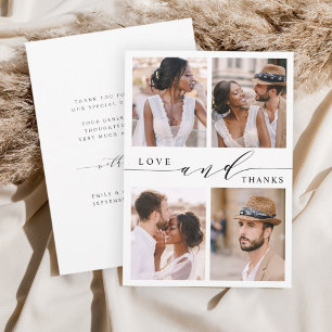 Tarjeta De Agradecimiento Modern Love & Gracias 4 Photo Boda