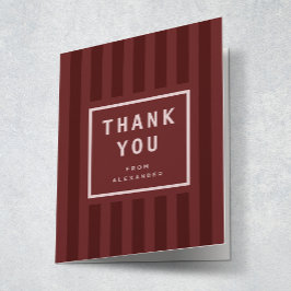 Tarjeta De Agradecimiento Modern Maroon Stripes Graduation Thank You