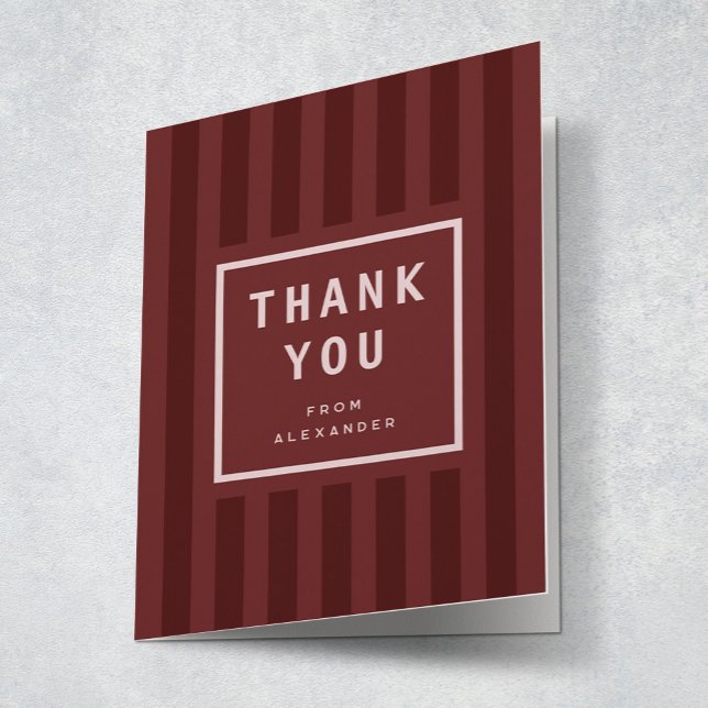 Tarjeta De Agradecimiento Modern Maroon Stripes Graduation Thank You (Subido por el creador)