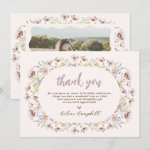 Tarjeta De Agradecimiento Modern Meadow Wildflower Sweet 16 Cumpleaños