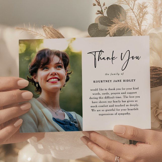 Tarjeta De Agradecimiento Modern Memorial Photo & Message Sympathy  (Subido por el creador)