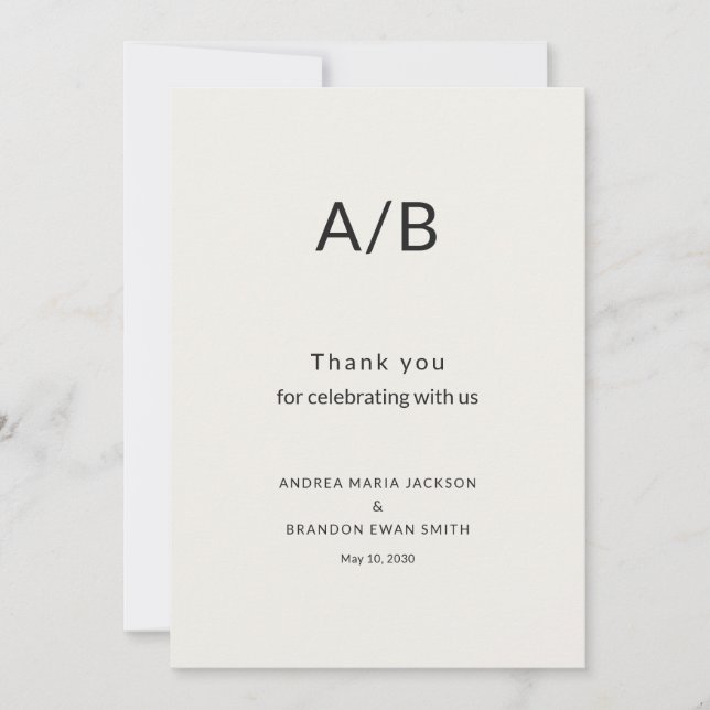 Tarjeta De Agradecimiento Modern Minimal City Hall Wedding (Anverso)